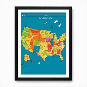 An Intricately Laid Out Vector Map Showcasing The American Commonwealth States Highlighting The Geo (3) Art Print