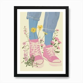 Pink Sneakers And Flowers 6 Art Print