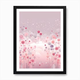 Pink Flowers In The Sky VECTOR ART 1 Art Print