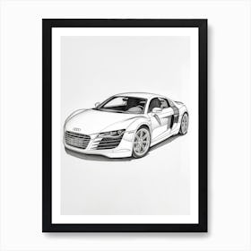 Audi R8 Line Drawing 9 Art Print