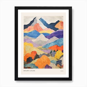 Mount Logan Canada 3 Colourful Mountain Illustration Poster Art Print