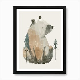 Charming Nursery Kids Animals Bear Cub 3 Art Print