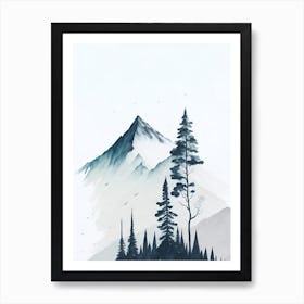 Mountain And Forest In Minimalist Watercolor Vertical Composition 148 Art Print