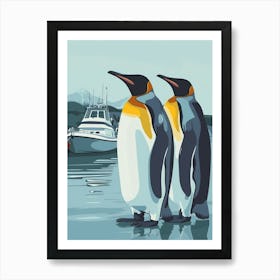 Emperor Penguin Paradise Harbor Minimalist Illustration 3 Art Print