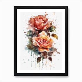 Watercolor roses Art Print