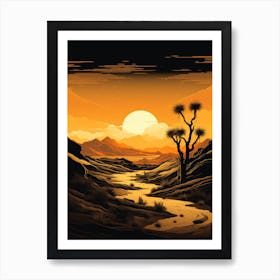 Joshua Tree National Park In Gold And Black (3) Art Print