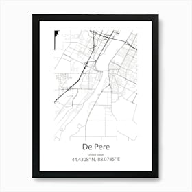 De Pere,United States Minimalist Map Art Print