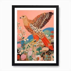 Maximalist Bird Painting Red Tailed Hawk 1 Art Print