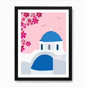 Santorini | 02 - Pink Art Print