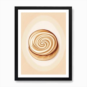 Cinnamon Roll Dessert Retro Minimal 2 Flower Art Print