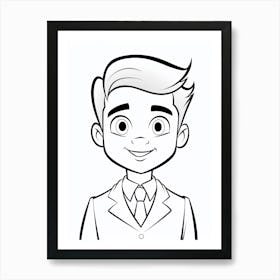 Person In Suit With Tie Colouring Book Style 2 Art Print