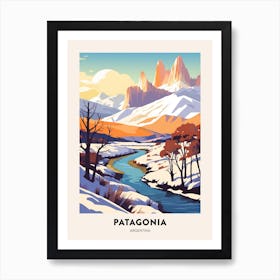 Vintage Winter Travel Poster Patagonia Argentina 1 Art Print