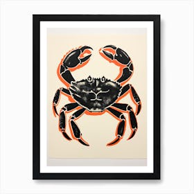 Crab, Woodblock Animal  Drawing 4 Art Print