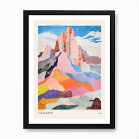 Huascaran Peru 3 Colourful Mountain Illustration Poster Art Print