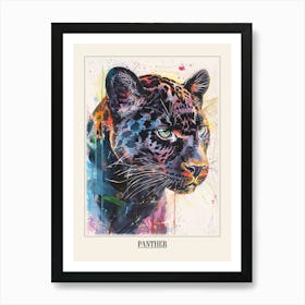 Panther Colourful Watercolour 1 Poster Art Print