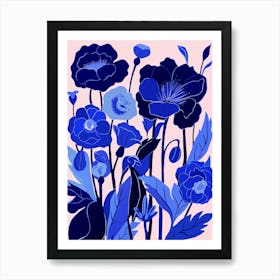 Blue Flower Illustration Lisianthus 1 Art Print