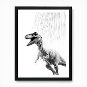 Velociraptor Dinosaur in the shower Art Print