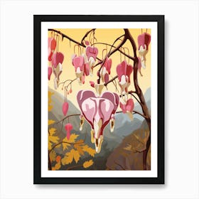 Bleeding Heart Dicentra 5 Flower Painting Art Print