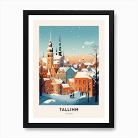 Winter Night  Travel Poster Tallinn Estonia 2 Art Print