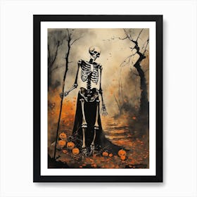 Vintage Halloween Gothic Skeleton Painting (34) Art Print