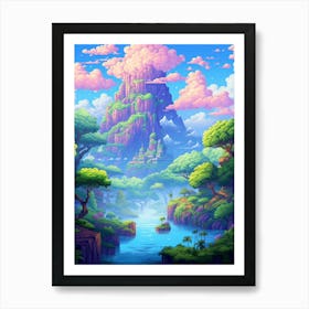 Island Landscape Pixel Art 3 Art Print