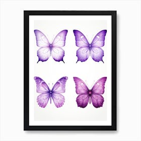 Set Of Purple Butterflies Art Print