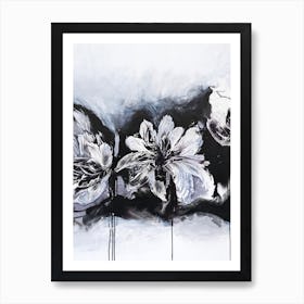 White And Black Flowers 2 Painting Art Print
