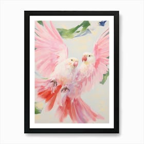 Pink Ethereal Bird Painting Parrot Art Print