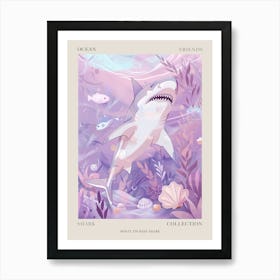 Purple White Tip Reef Shark Illustration 2 Poster Art Print