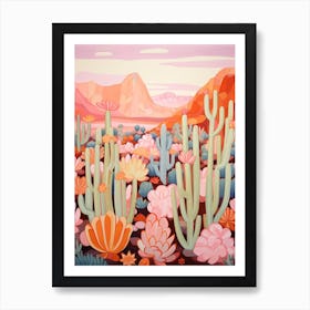 Cactus In The Desert Painting Bunny Ear Cactus 2 Art Print