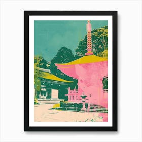 Koyasan Japan Retro Duotone Silkscreen 1 Art Print