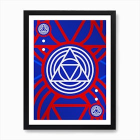 Geometric Abstract Glyph in White on Red and Blue Array n.0090 Art Print