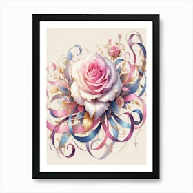 Roses And Ribbons 4 Art Print