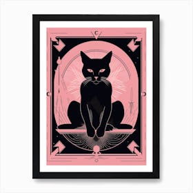 The Magician Tarot Card, Black Cat In Pink 1 Art Print