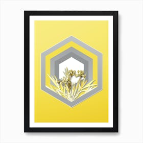 Botanical Dwarf Crested Iris in Gray and Yellow Gradient n.360 Art Print