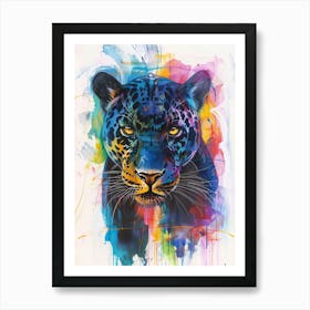 Panther Colourful Watercolour 2 Art Print