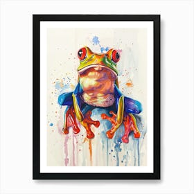 Frog Colourful Watercolour 4 Art Print