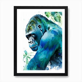 Gorilla Crawling Gorillas Mosaic Watercolour 2 Art Print