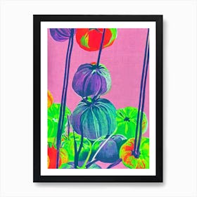 Tomatillo 2 Risograph Retro Poster vegetable Art Print