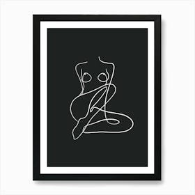 Line Drawing Of A Woman Dark Art Print