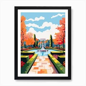 Alnwick Garden, United Kingdom In Autumn Fall Illustration 0 Art Print