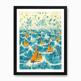 Sailboats In The Sea 8 Art Print