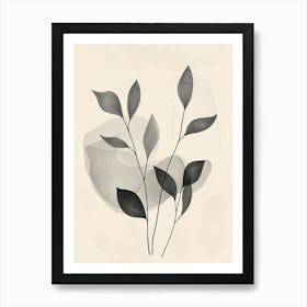 Leaves In Black And White Art Print