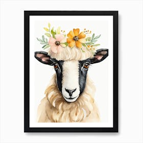 Baby Blacknose Sheep Flower Crown Bowties Animal Nursery Wall Art Print (28) Art Print