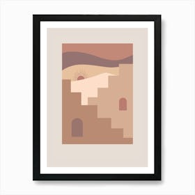 Sunset In The Desert Boho Earth Colors Illustration Art Print