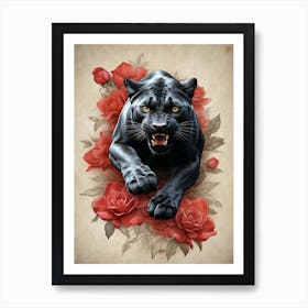 Black leopard Art Print