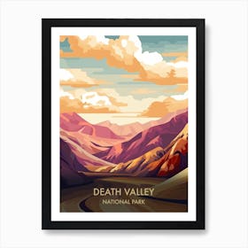 Death Valley Lake National Park Travel Poster Illustration Style 2 Art Print