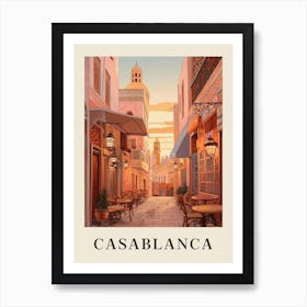 Casablanca Morocco 3 Vintage Pink Travel Illustration Poster Art Print