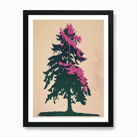 Hemlock Tree Colourful Illustration 4 Art Print