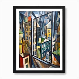 Window View New York Of In The Style Of Cubism 2 Art Print